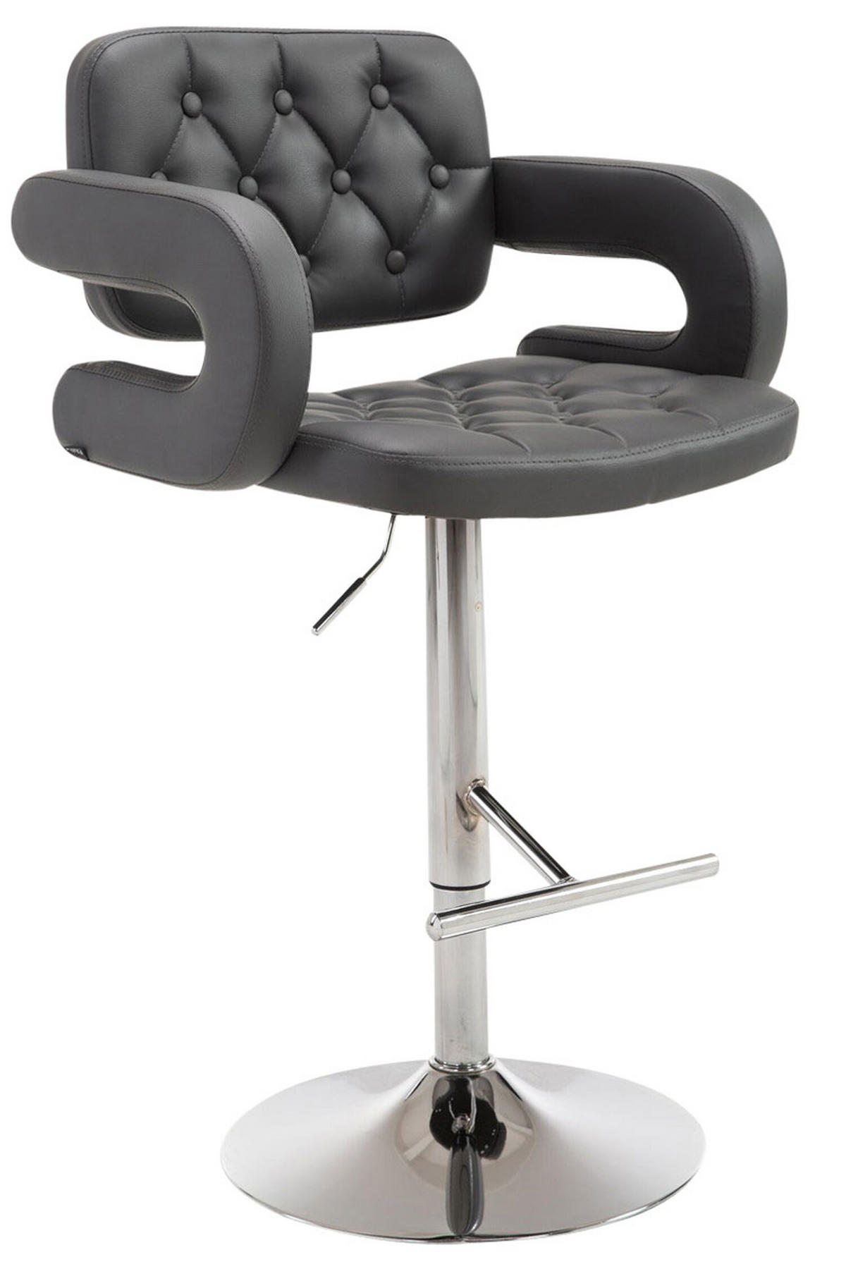 BARHOCKER Dubai, Gestell Metall in Chromoptik, Kunstleder Grau - Chromfarben/Grau, Kunststoff/Textil (52/100/55cm) - TPFLiving