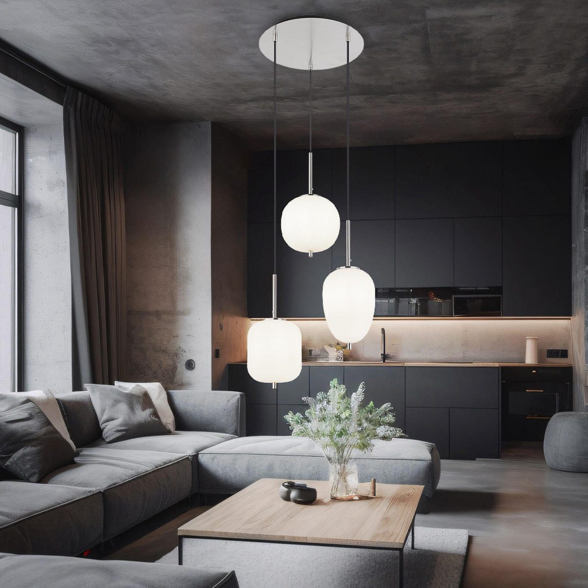 LED PENDELLEUCHTE Metall Silber 3-Flammig - Silberfarben, Glas (46/46/120cm) - Globo Lighting