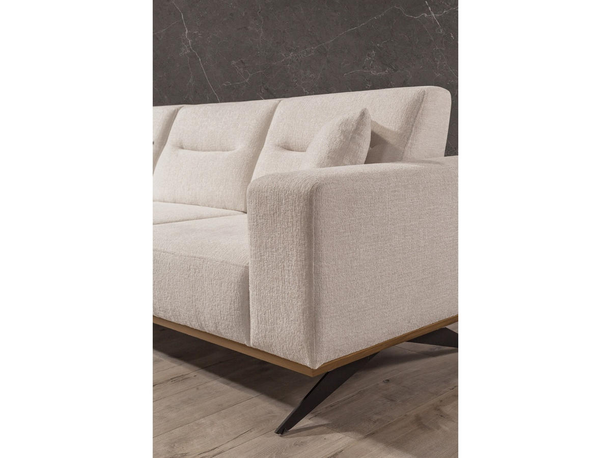 SOFA Opera 3-Sitzer Samt Beige - Beige, Textil/Metall (230/87/95cm) - Villa Möbel