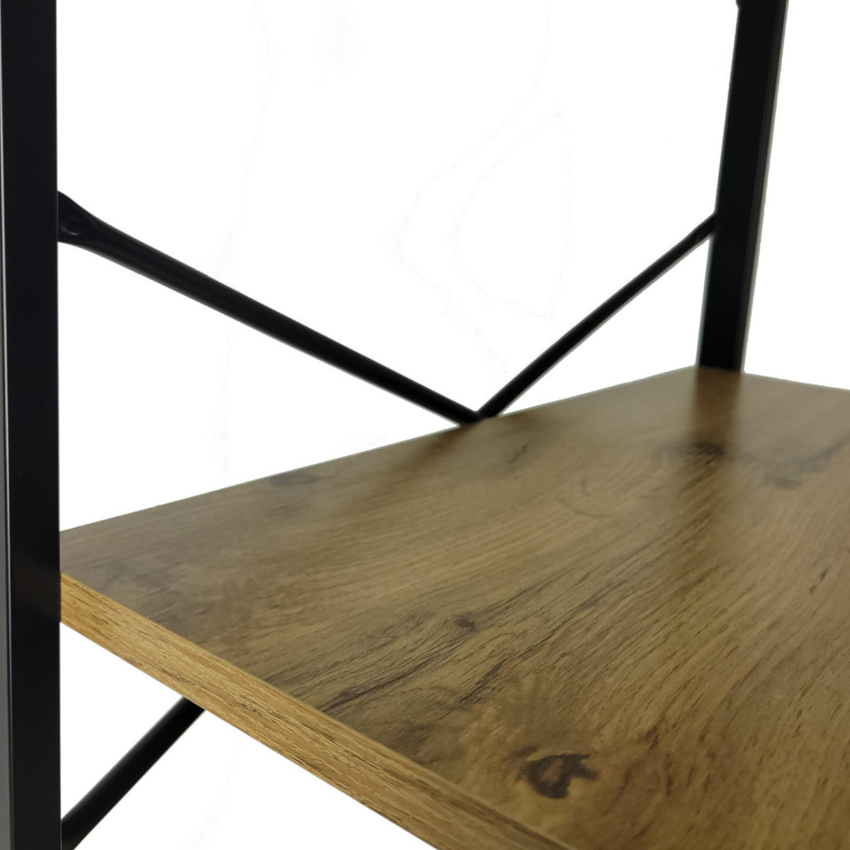 STANDREGAL Holzoptik Metall Erlefarben Schwarz 5 Ablagen 172×56×34 cm - Erlefarben/Schwarz, Holzwerkstoff/Metall (56/172/34cm) - Begryf