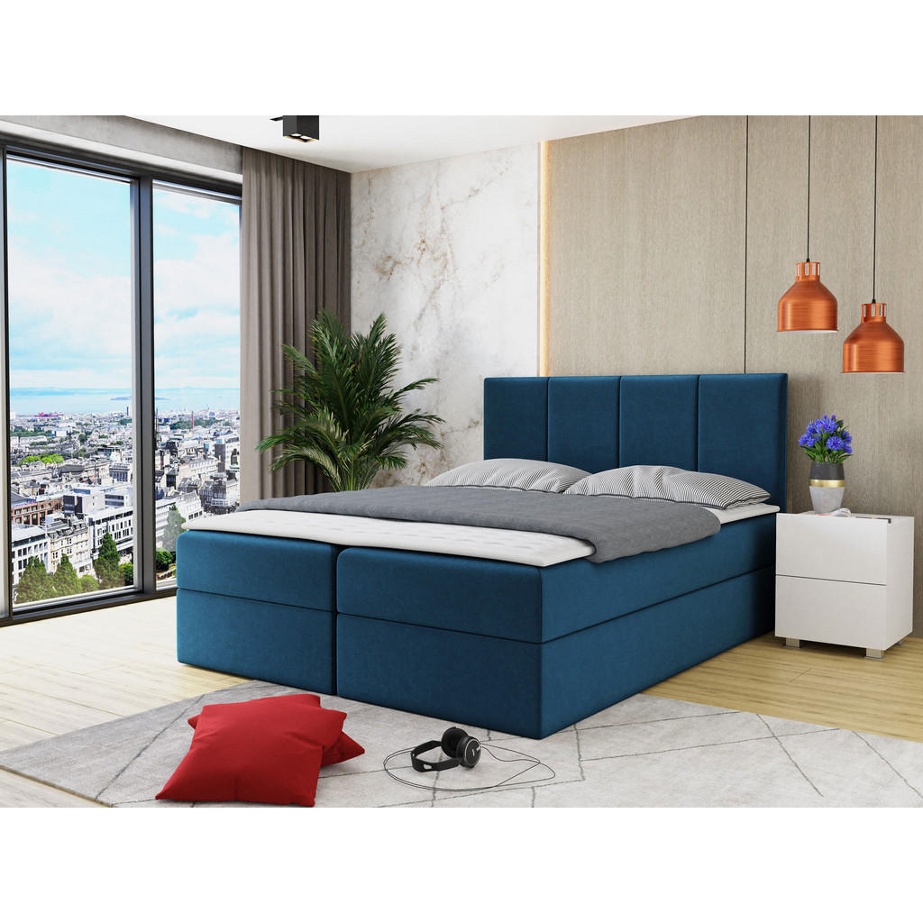 Thumbnail - Mirjan24 Boxbett, Blau, Textil, H3, Höhe ca. 19 cm, Rechteckig, 160x200 cm, Schlafzimmer, Betten, Boxspringbetten
