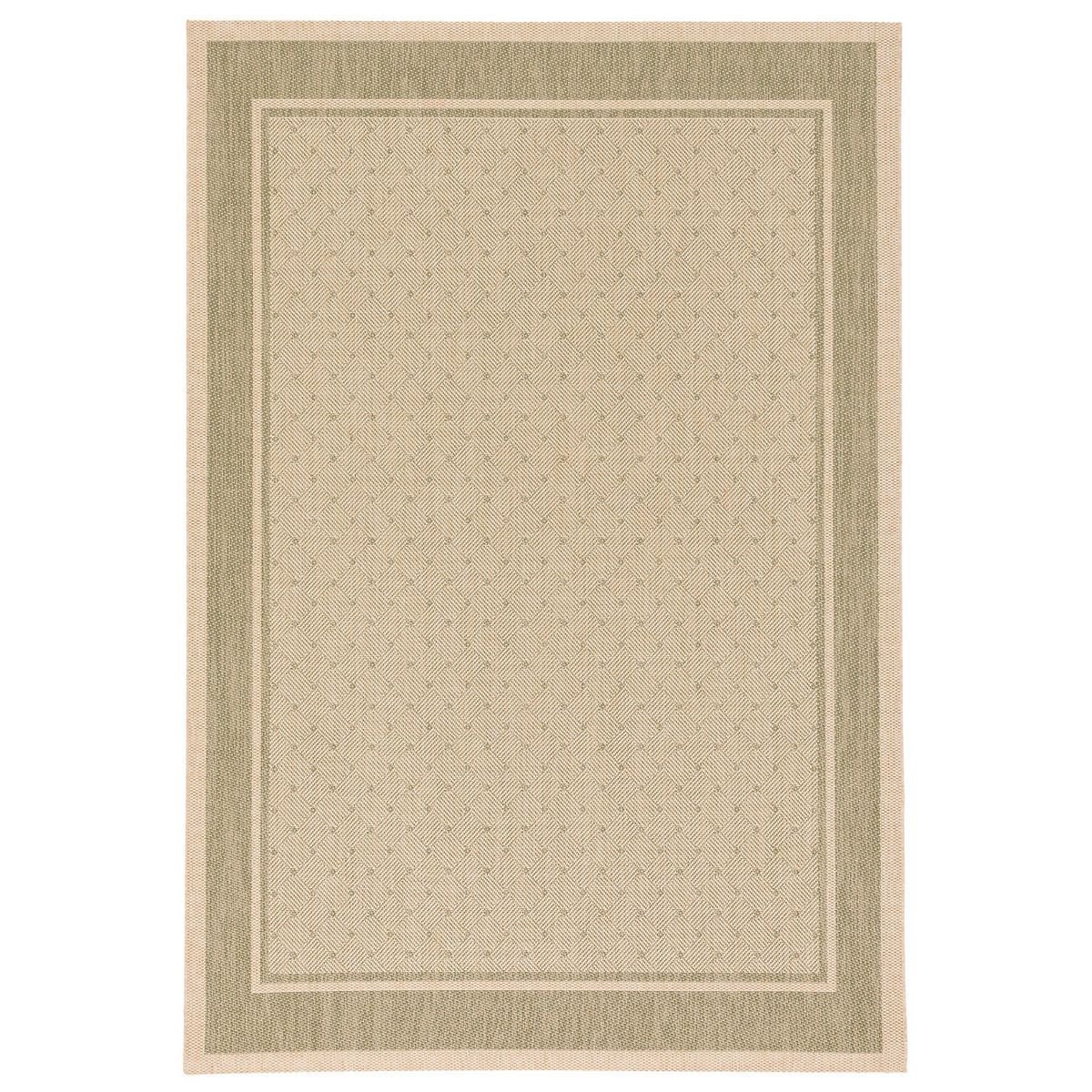 MODERN FLACHGEWEBE RUGGY KARO BORDÜRE - Beige/Grün, Textil (140/200cm) - Pergamon