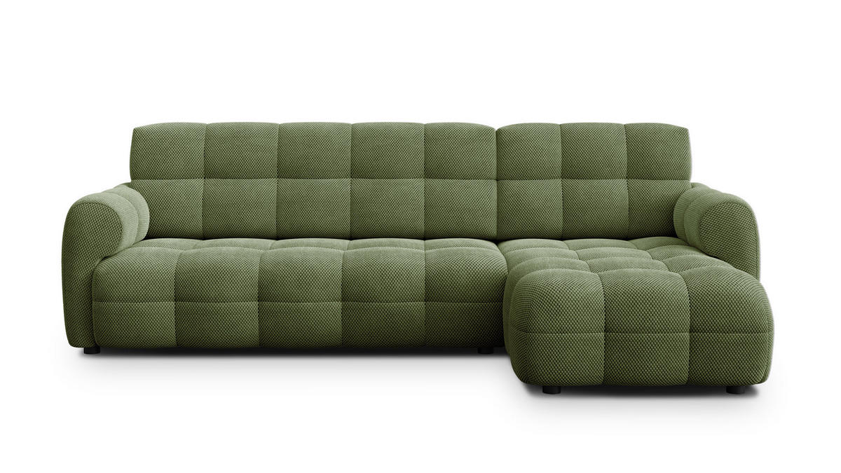 ECKSOFA MELLOW 4-Sitzer, olive - Schwarz/Grün, Holz/Textil (262/156cm) - Courtois Laville