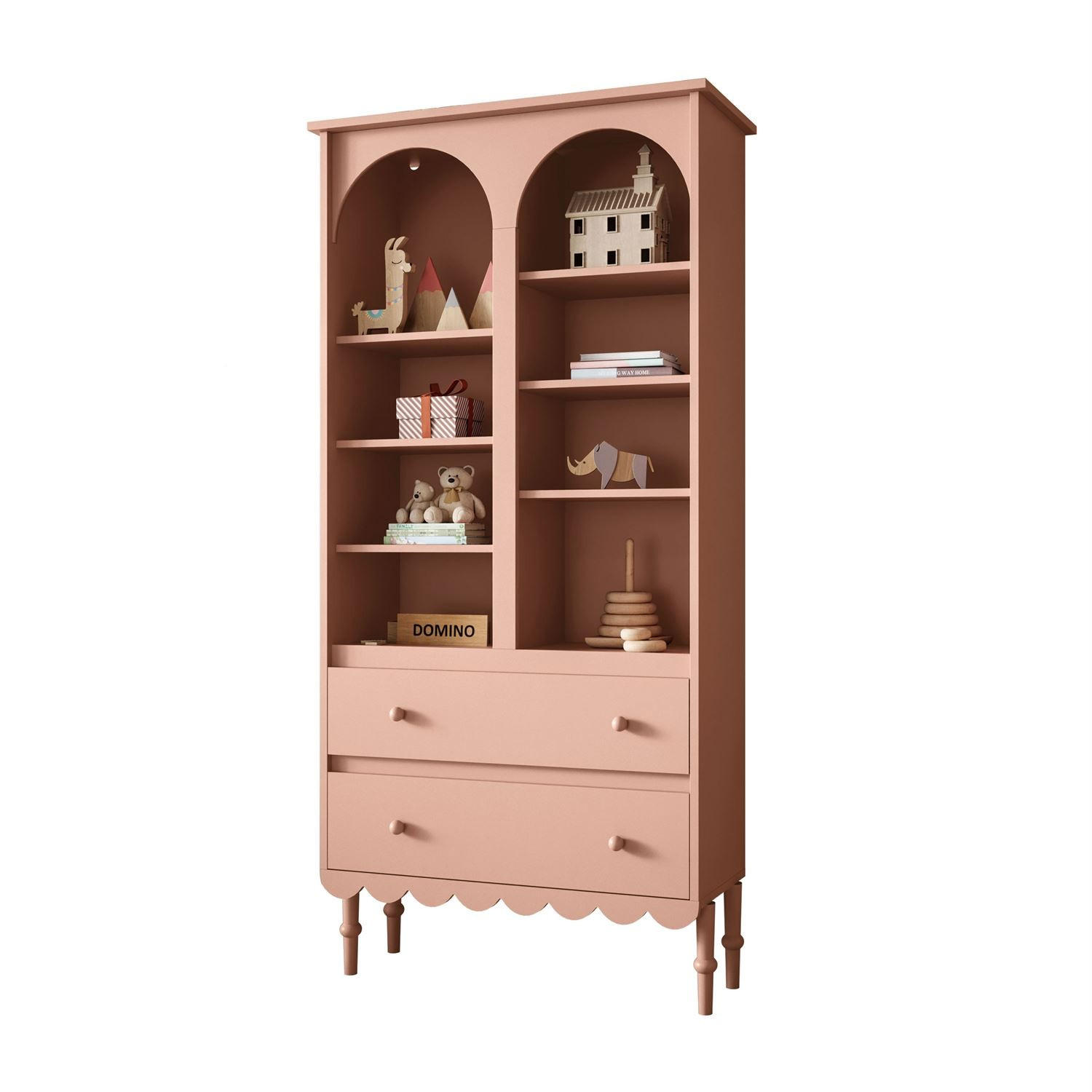 BABYREGAL BABUSHKA – Hohes Kinderregal, Natürlich Rosa - Rosa, Holzwerkstoff (84/183/37cm)