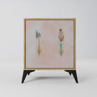 SIDEBOARD THE DELIQUESCE, Eichefarben, 57,5x42x70,5 cm, Schwarze Metall-Sternfüße - Eichefarben/Multicolor, Holzwerkstoff/Metall (57.5/70.5/42cm) - SpaceRebels