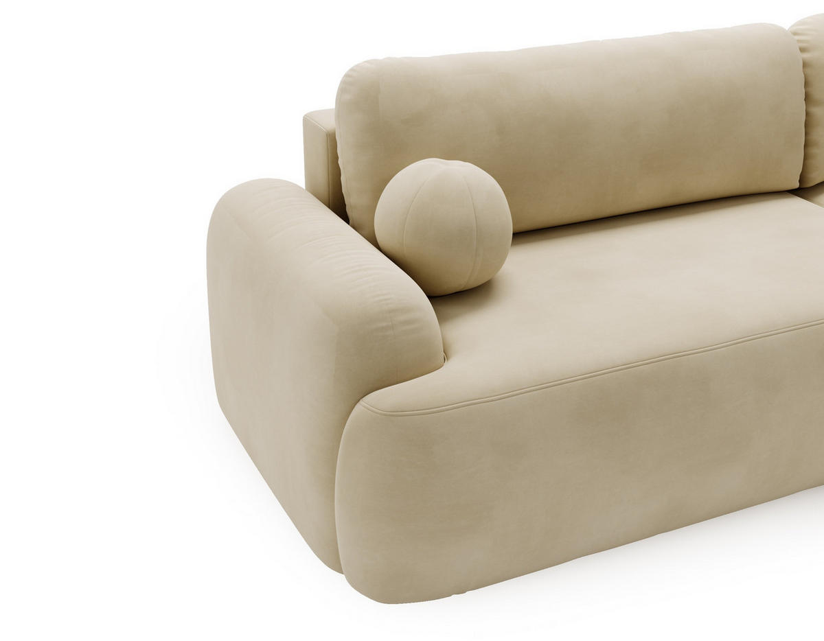 ECKSOFA Cloudy Beige, Sofa aus Velourstoff mit Kissen, rechte seite - Beige, Holzwerkstoff/Textil (261/177cm) - Bettso