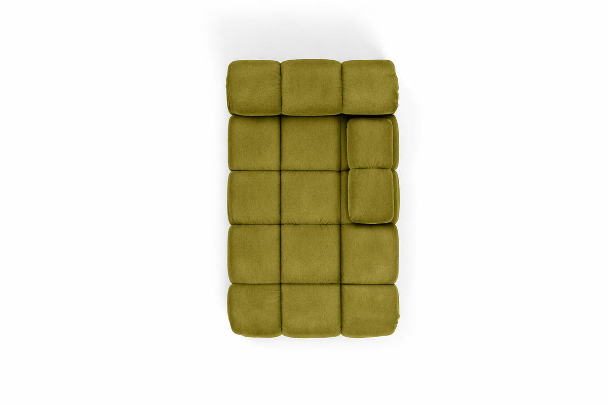 CHAISELONGUE Modular, Veloursstoff Salvador, Olive, Rechts, Selia - Ecru/Olivgrün, Holz (95/70/160cm) - Kaiser Möbel