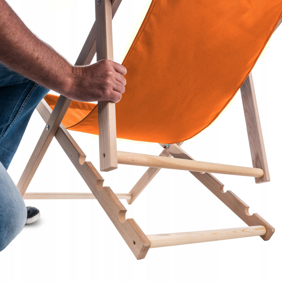 HOLZLIEGESTUHL 80 x 63 cm, Orange - Orange, Holz (53/78cm) - KADAX