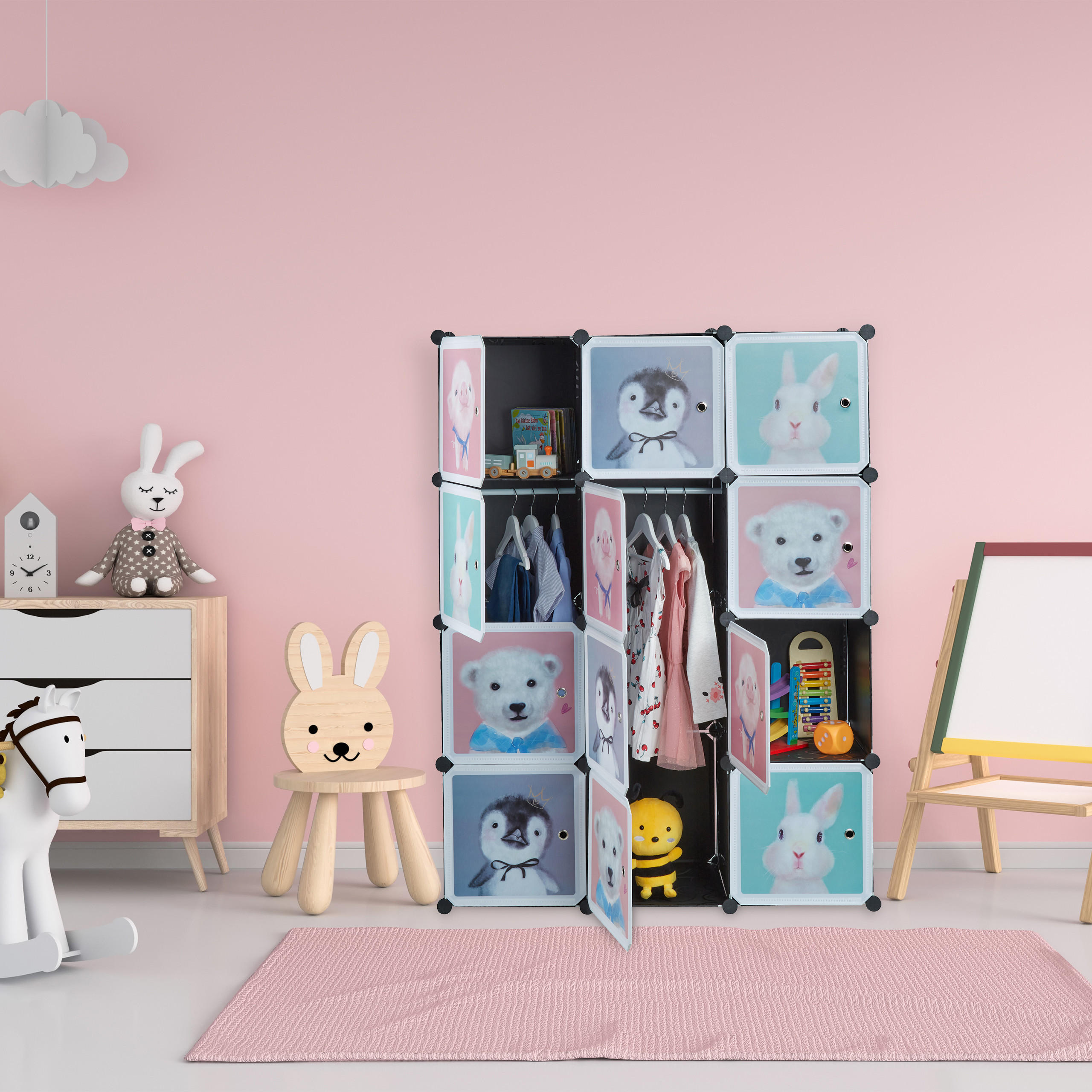 KINDERSTECKREGAL - Multicolor, Kunststoff/Metall (109/145/37cm) - Relaxdays