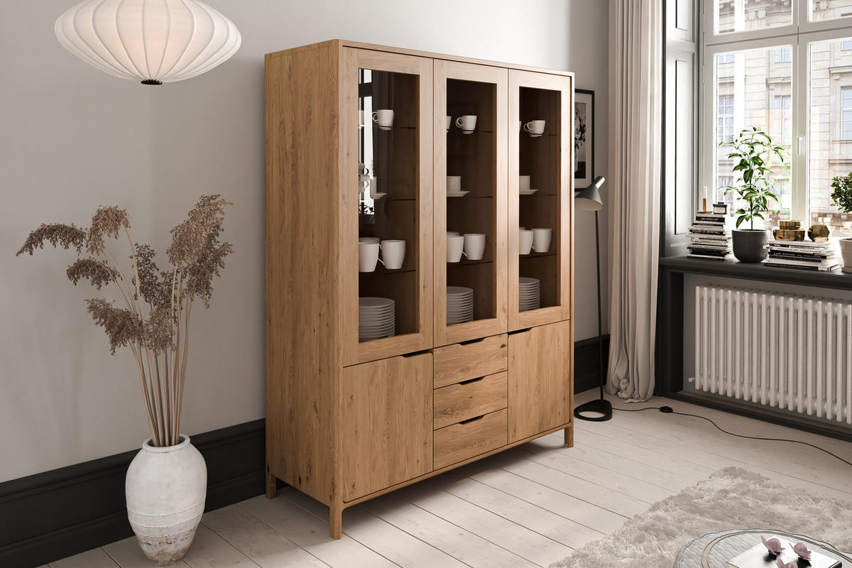 VITRINE PAUL - Wildeiche, Holz (140/188/40cm) - byoak