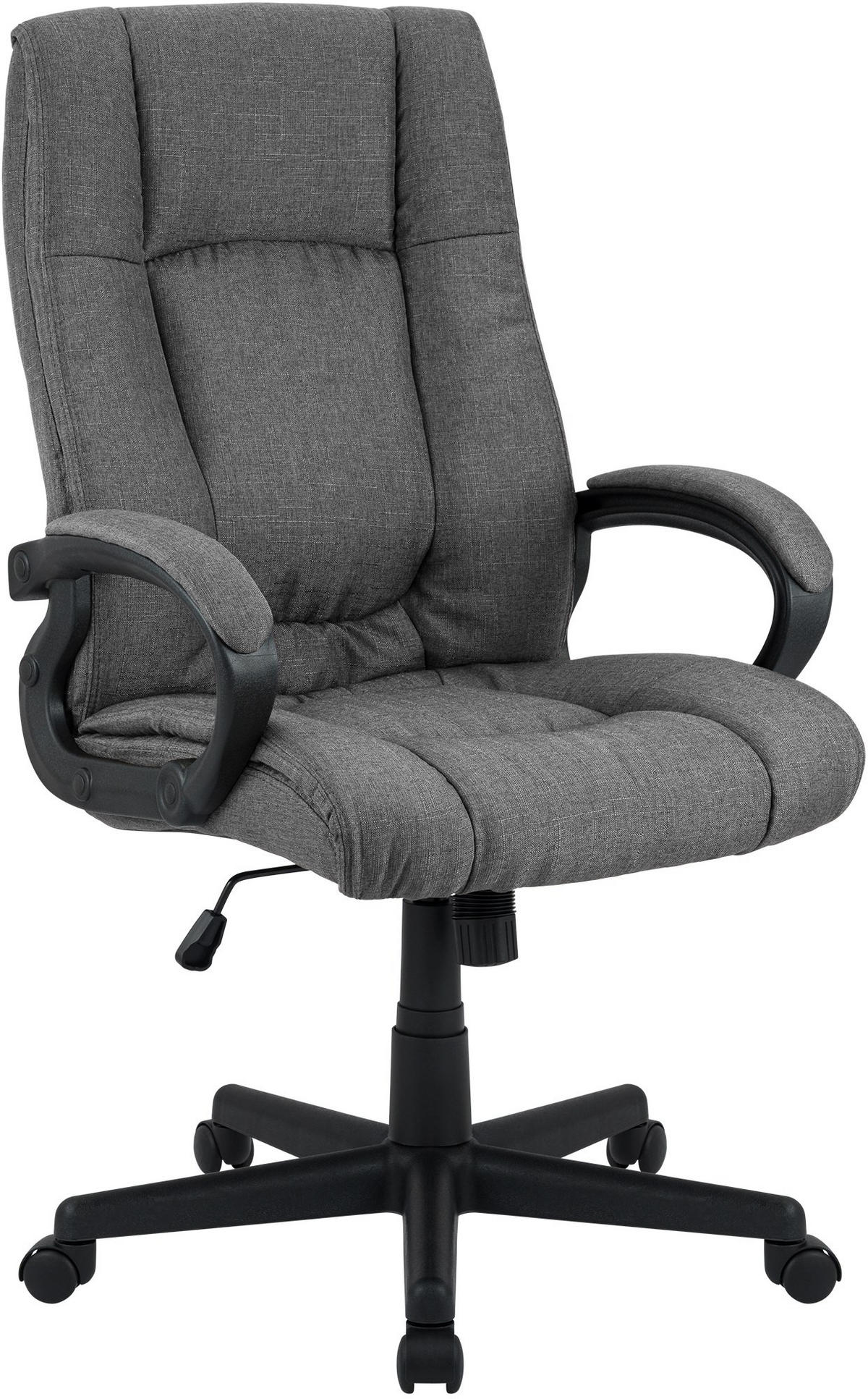 DREHSTUHL Stoff Dunkelgrau - Dunkelgrau/Schwarz, Kunststoff/Textil (66/106/70cm) - CLP