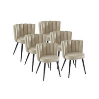 STUHL 6er-Set - Samt & Schwarzes Metall - Beige - PRANILA - Beige, Textil (59/78.5/55cm) - Pascal Morabito