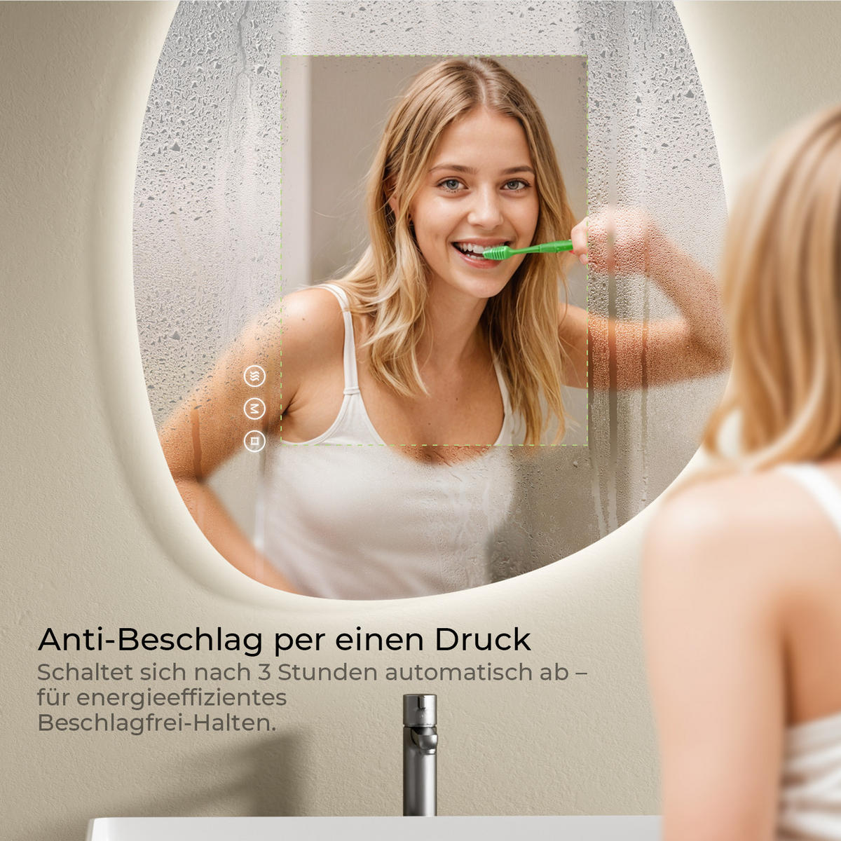 BADSPIEGEL MIT BELEUCHTUNG 50/85 cm asymmetrisch mit dimmbarer LED-Beleuchtung und Antibeschlag - Transparent, Glas (50/85/2.5cm) - S'AFIELINA