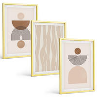 BILDER SET 3er Set - 40x60 cm Goldrahmen - Abstrakte Formen braun beige - Goldfarben, Kunststoff (40/60cm) - TULUP