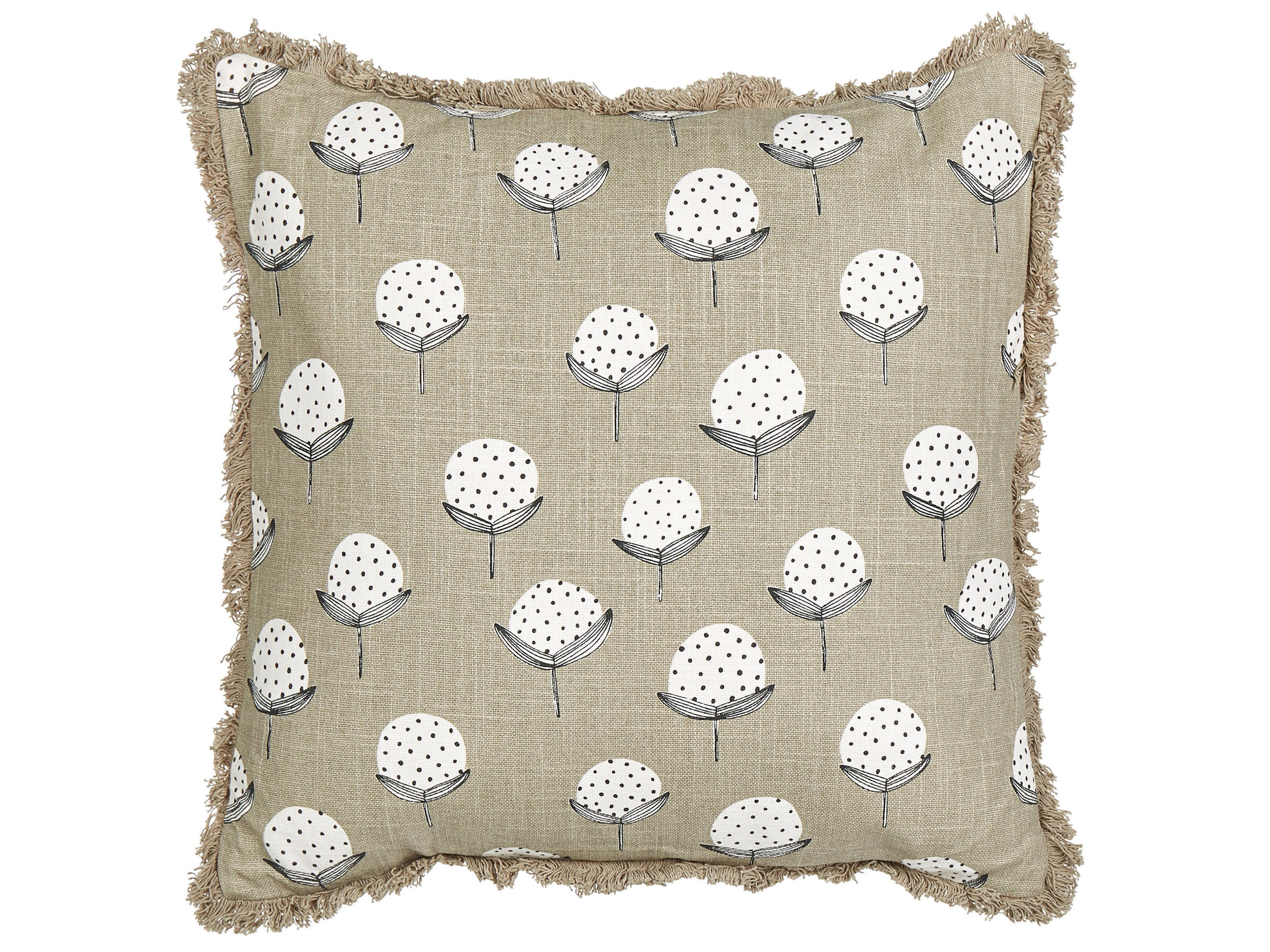 DEKOKISSEN 2er-Set Beige 45/45 cm Choisya - Beige/Weiß, Textil (45/45cm) - Beliani