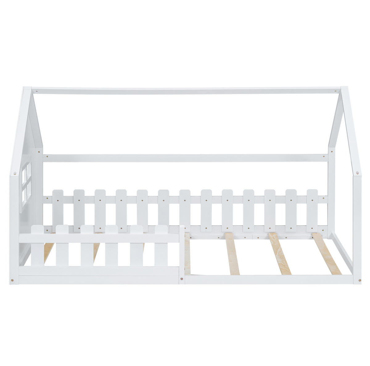 HAUSBETT 90/200 cm Weiß aus Kiefer mit minimalistischer Form - Weiß, Holz (90/200cm) - OKWISH