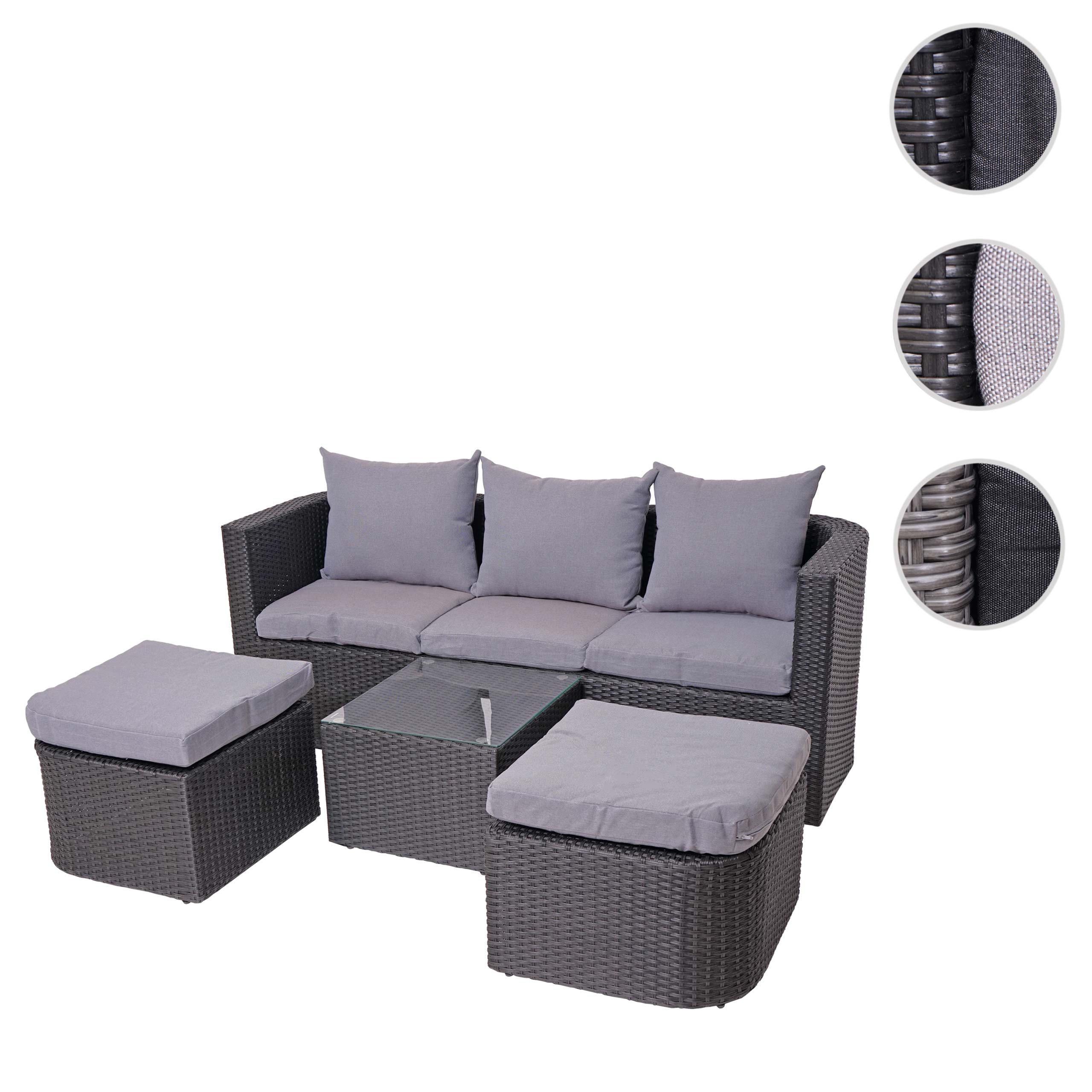 LOUNGE-SET Anthrazit, Hellgrau - Anthrazit/Hellgrau, Holz - MCW