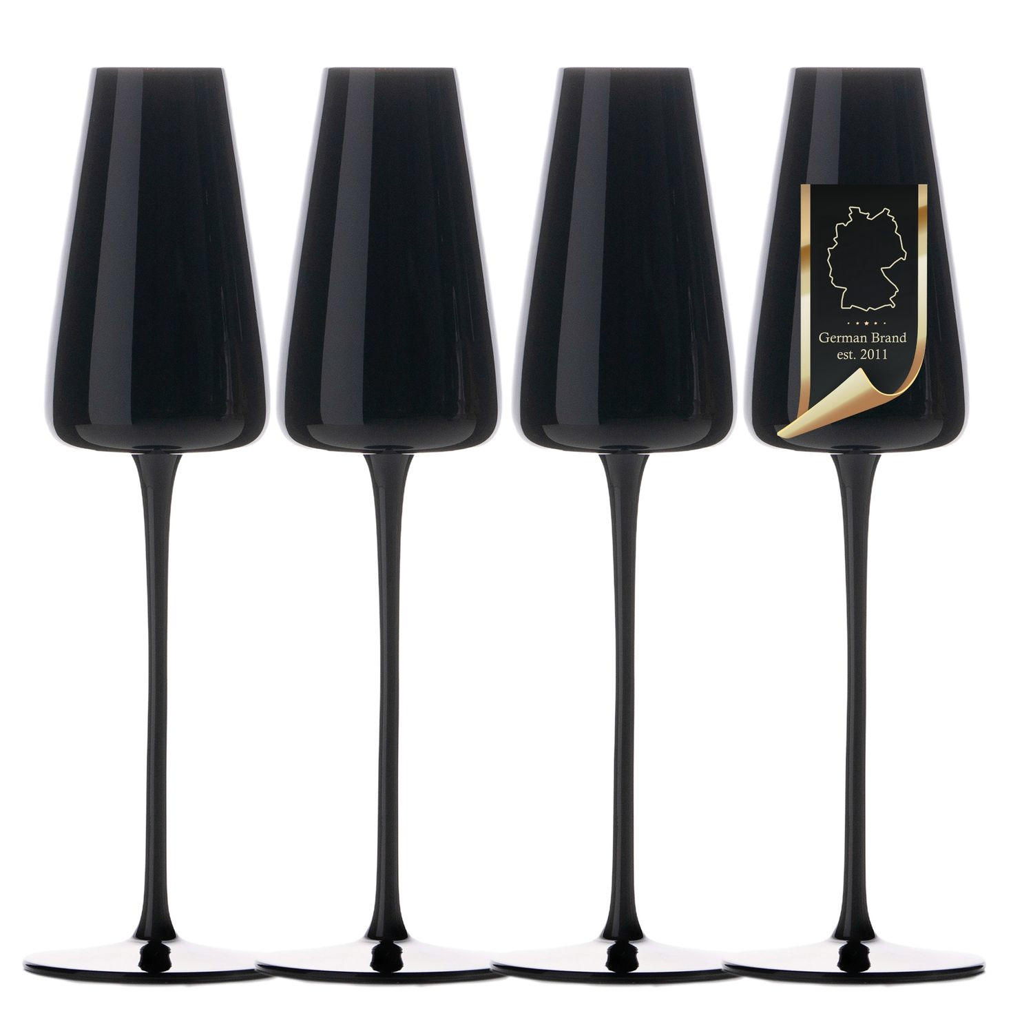 CHAMPAGNERGLÄSER 220 ml (4er-Set) - Schwarz, Glas (0.2L) - Intirilife