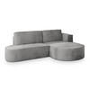 ECKSOFA CORTIO M R-S Grau Velours-Stoff mit Schlaffunktion - Grau, Holz (265/174cm) - MASSENO