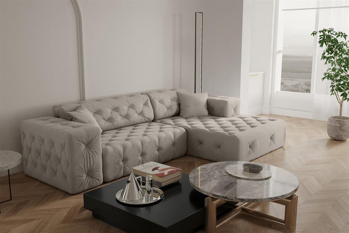 ECKSOFA Chantal - Creme, Holzwerkstoff/Textil (266/171cm) - Fun Möbel