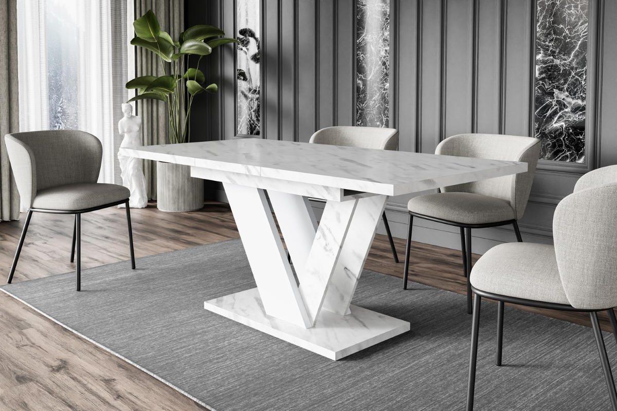 ESSTISCH ausziehbar 120 -160x80x75 cm - Bianco Marble / White -CLASI - Weiß, Holzwerkstoff (120/80/75cm) - ALTDECOR