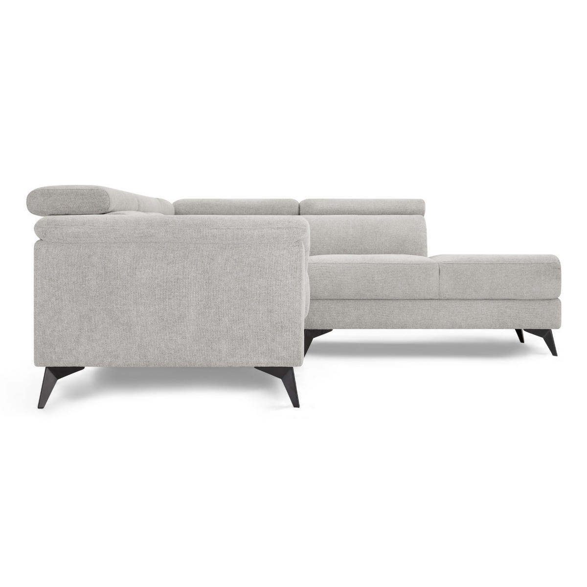 ECKSOFA Webstoff Grau - Schwarz/Grau, Textil/Metall (290/95cm) - Furnhouse