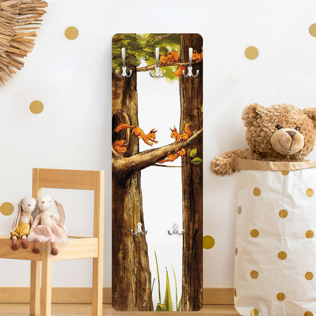 WANDGARDEROBE - Zuhause der Einhörnchen 34/105 cm - Braun, Holzwerkstoff (34/105/1.6cm) - Bilderwelten