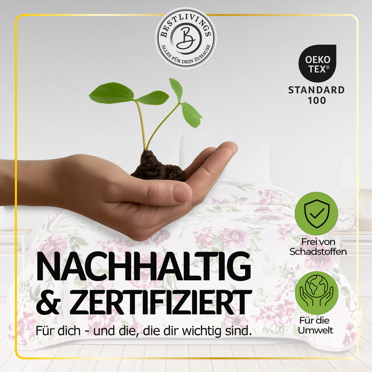 KUSCHELDECKE XXL 240x200 cm Rosen-Motiv Beige - Beige, Textil (200/240cm) - Bestlivings