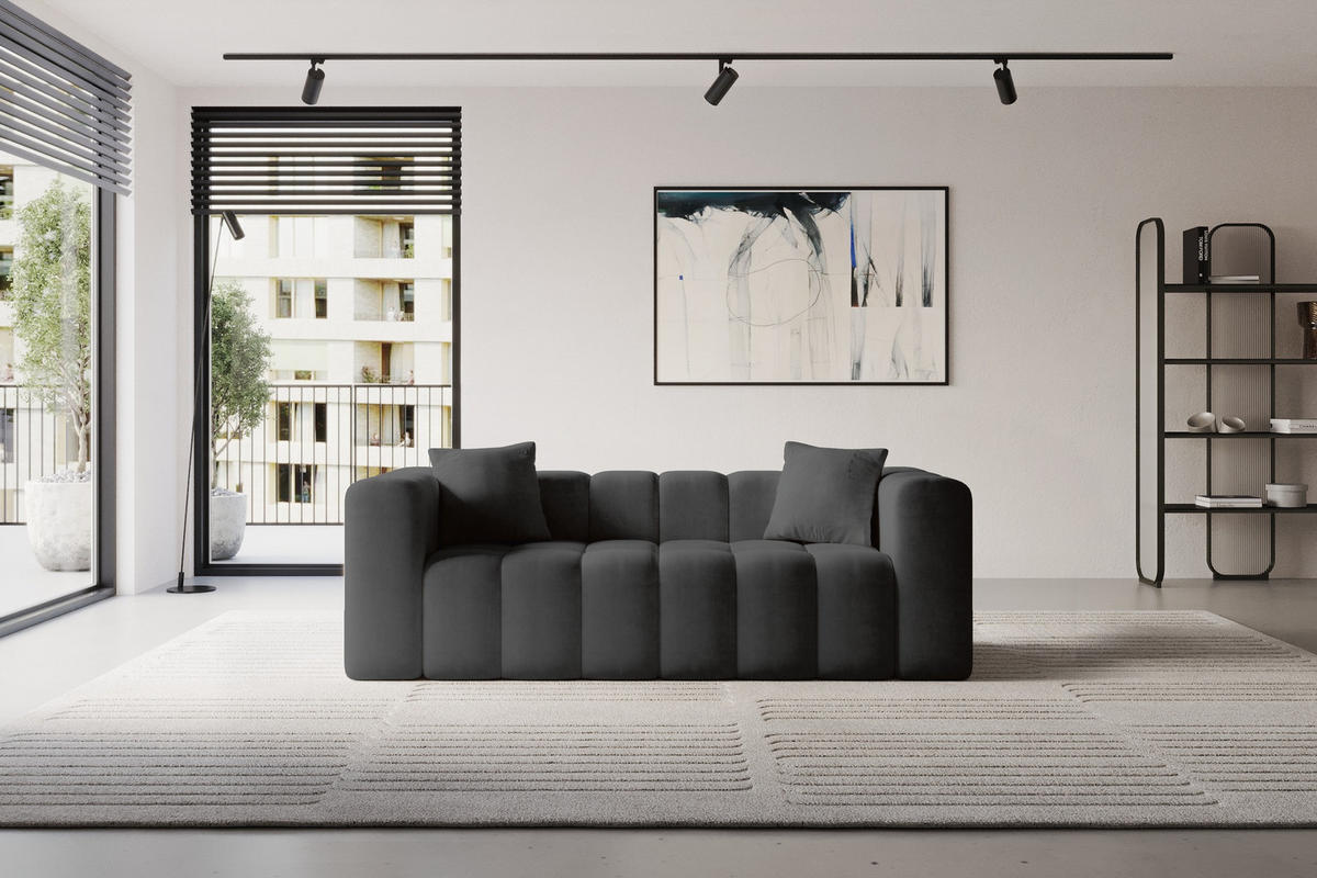 POHOVKA 2-MÍSTNÁ DONY-2 232x90x71 cm Černá Velur - černá, kompozitní dřevo/textil (232/71/90cm) - ALTDECOR