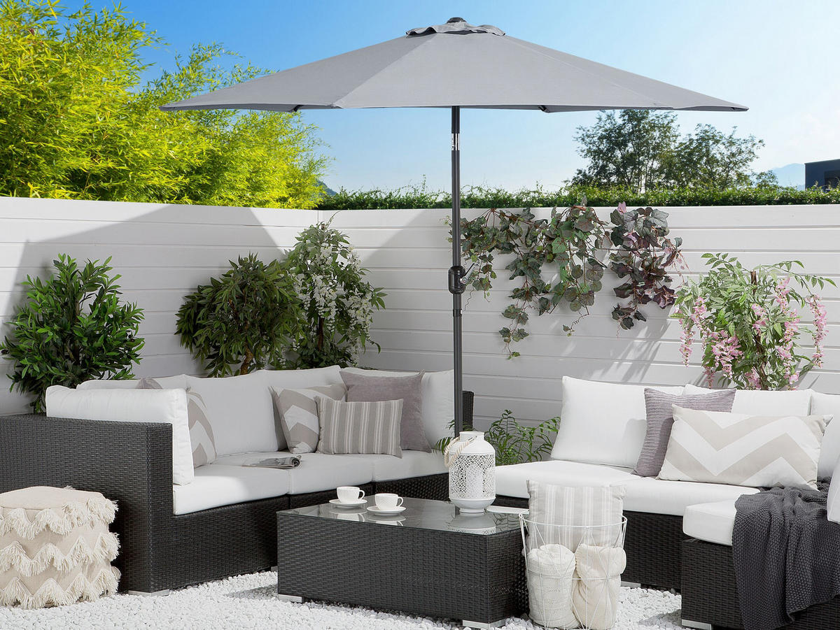 SONNENSCHIRM 270 cm dunkelgrau Varese - Dunkelgrau, Textil (270/270cm) - Beliani