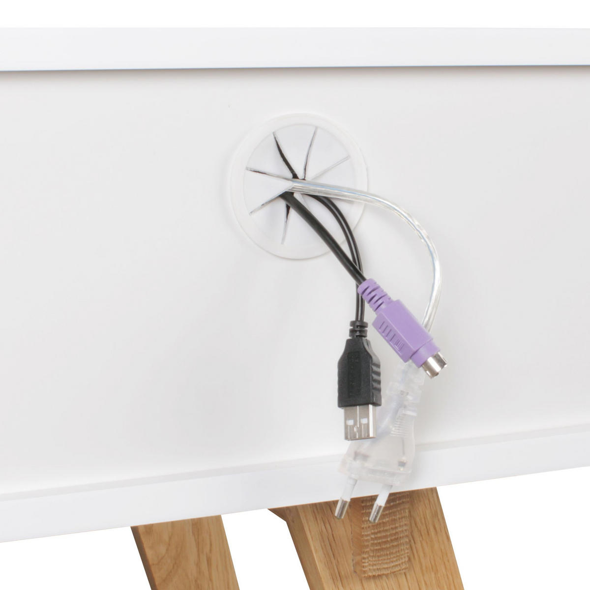 SCHREIBTISCH – Retro Look, große Arbeitsfläche, modern - Beige/Weiß, Eichenholz/Holz (60/110/85cm) - KADIMA DESIGN