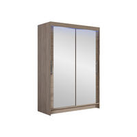KLEIDERSCHRANK Miami VII, mit RGB LED Beleuchtung - Silberfarben/Trüffeleichefarben, Holzwerkstoff/Kunststoff (120/200/58cm) - MIRJAN24