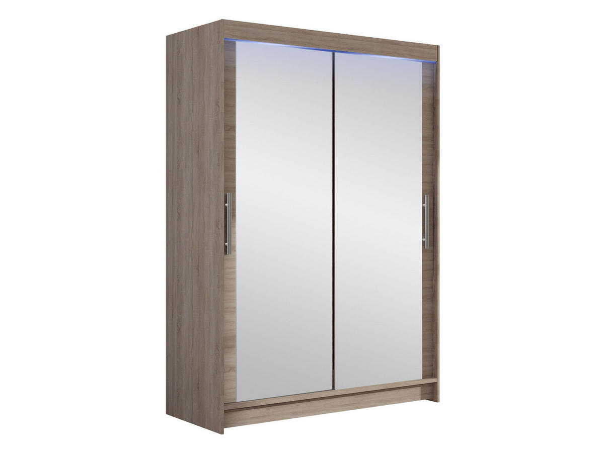 KLEIDERSCHRANK Miami VII, mit RGB LED Beleuchtung - Silberfarben/Trüffeleichefarben, Holzwerkstoff/Kunststoff (120/200/58cm) - MIRJAN24