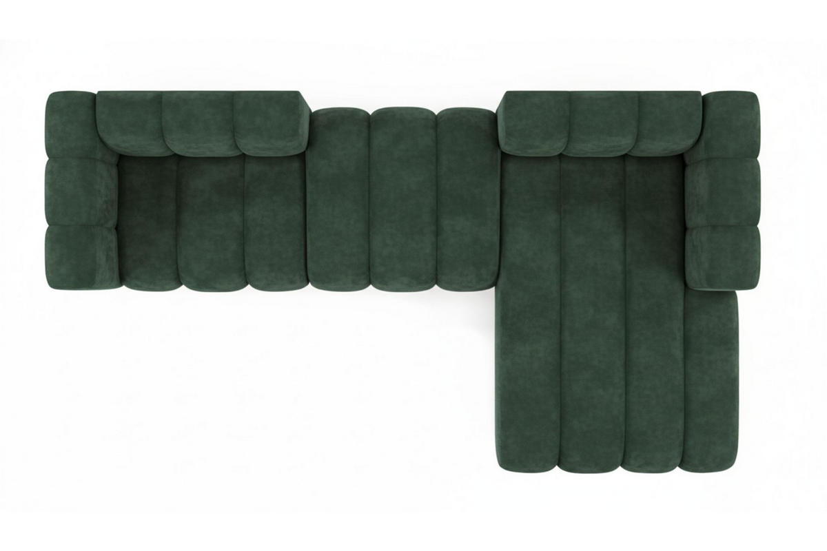 ECKSOFA L-Form Grand L 319 cm, Veloursstoff Salvador, Grün, Rechts - Grün, Holz (319/179cm) - Kaiser Möbel