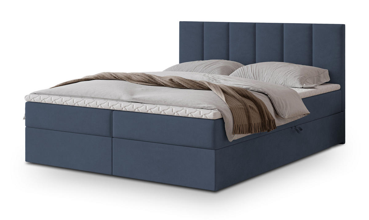 POSTEL BOXSPRING MERIL 160x200 cm, s matrací a úložným prostorem, modrá - modrá, kompozitní dřevo/textil (160/200cm) - MASSENO
