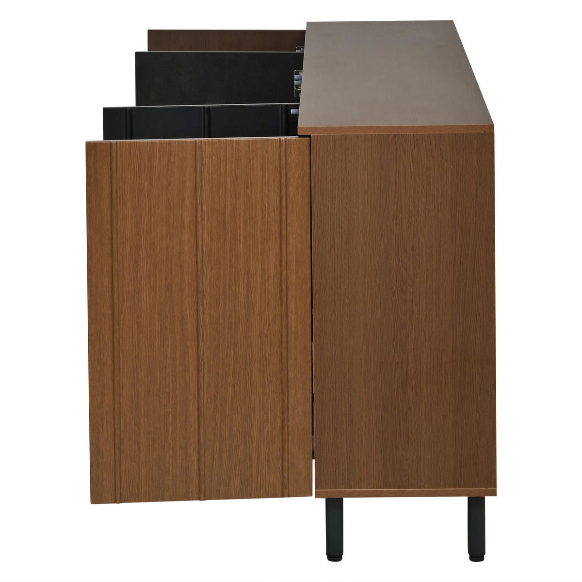 SIDEBOARD DE-37848 mit 4 Türen und verstellbaren Böden Nussbaum/Schwarz - Walnussfarben, Holzwerkstoff (160/80/35cm) - ComfortXL