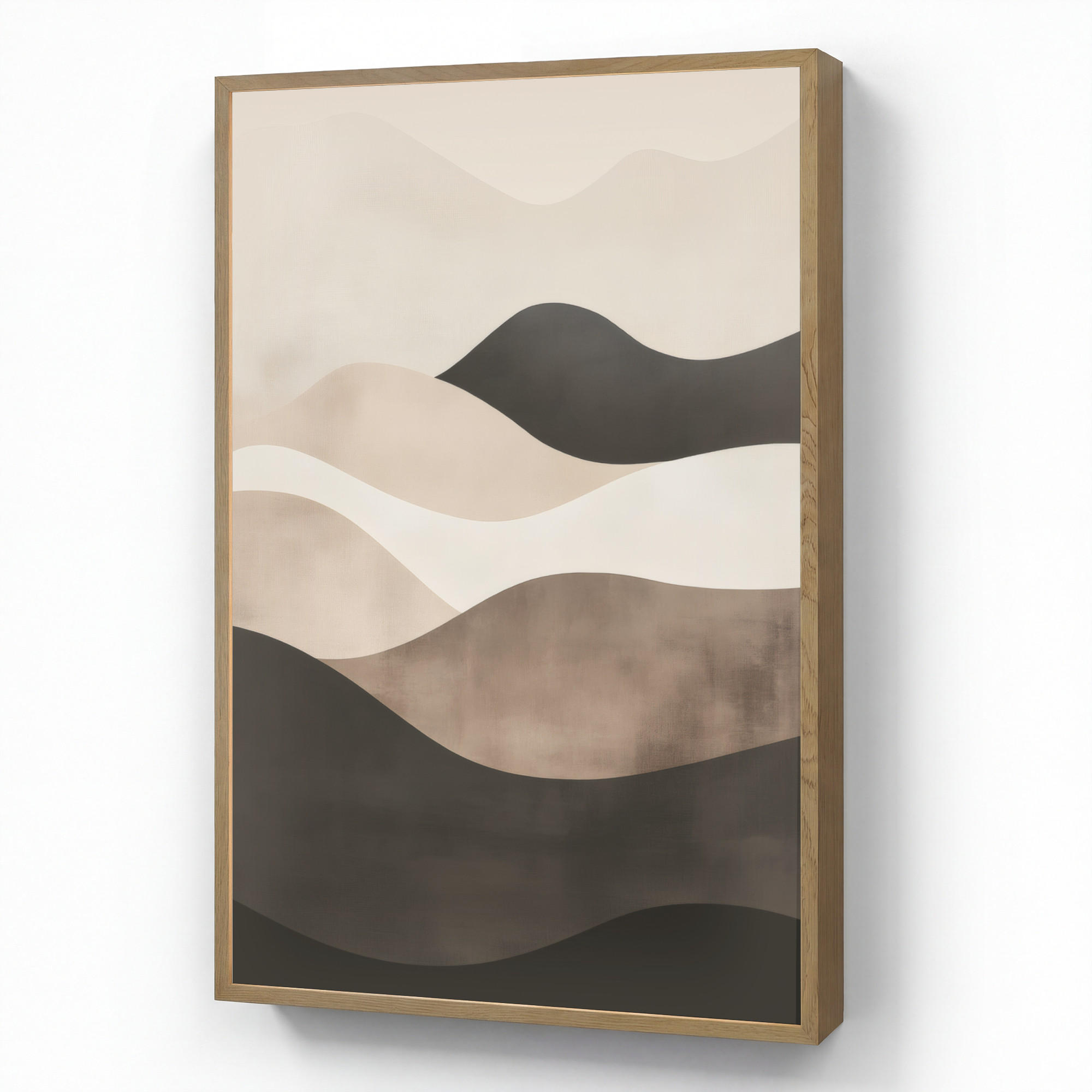 NÁSTĚNNÁ LAMPA S AKUMULÁTOREM Abstraktní - Krajina - Vlny - Krémová barva 60x90 cm - šedohnědá, kompozitní dřevo (60/90/8cm) - OnlyWow
