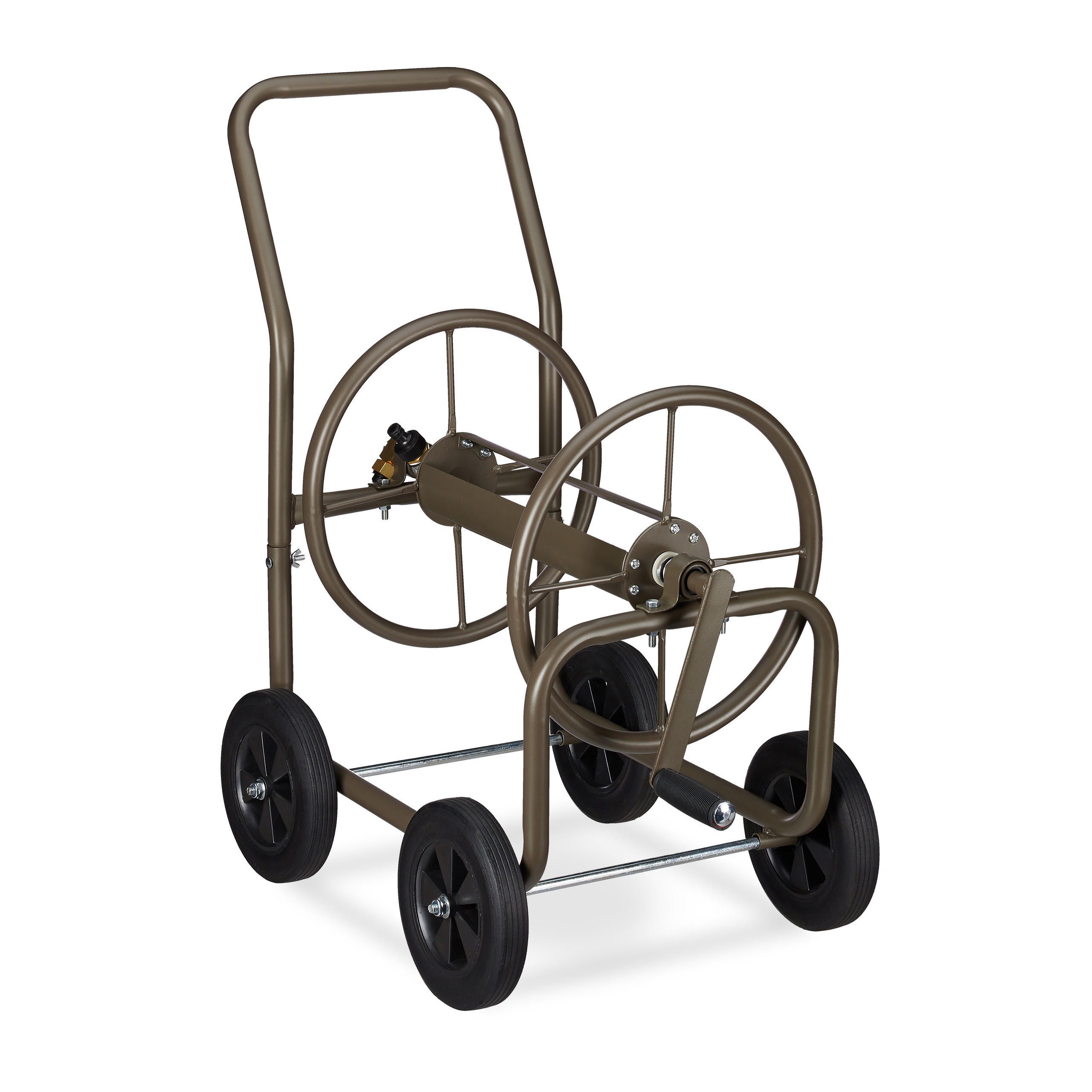 SCHLAUCHWAGEN - Braun, Kunststoff/Metall (47/80/70cm) - Relaxdays