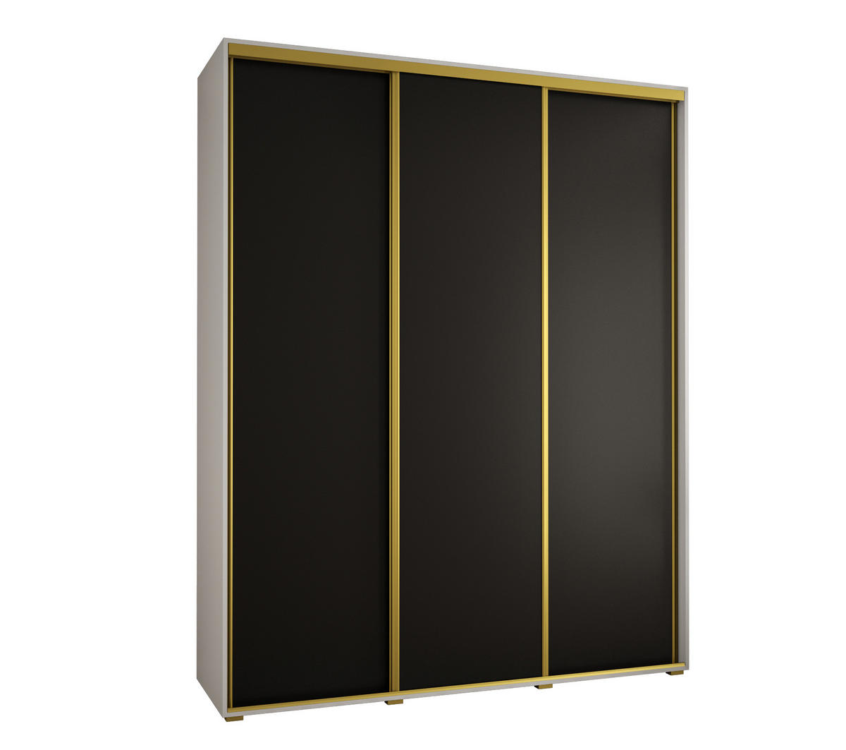 SCHWEBETÜRENSCHRANK 235,2/190/45 3-türig - Goldfarben/Schwarz, Holz/Metall (190/235/45cm) - Abiks Möbel