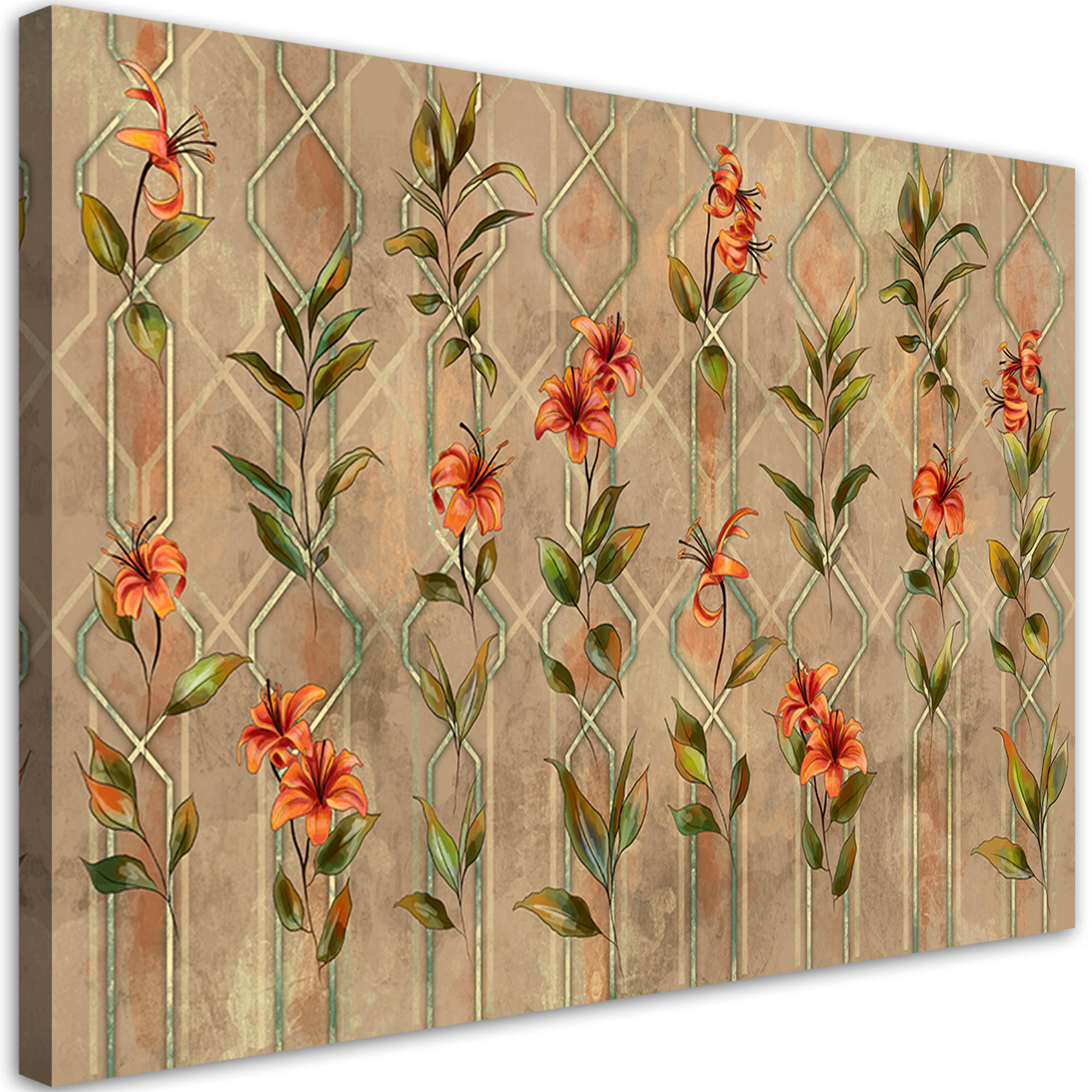 WANDBILD lilia gelbe blume - Orange, Textil (60/40cm) - Feeby
