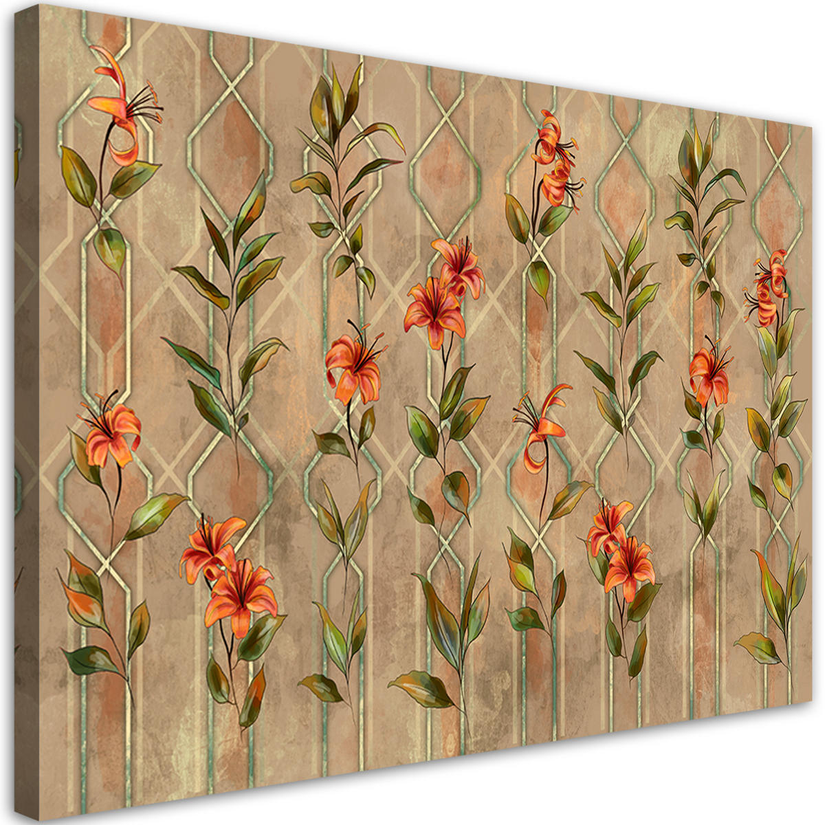 WANDBILD lilia gelbe blume - Orange, Textil (60/40cm) - Feeby