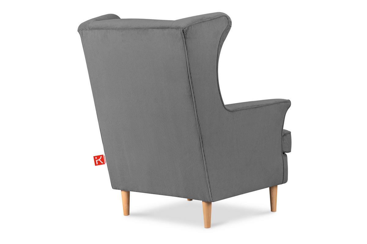 OHRENSESSEL STRALIS inklusive dekorativem Kissen, grau - Grau, Textil (82/108/80cm) - KONSIMO®