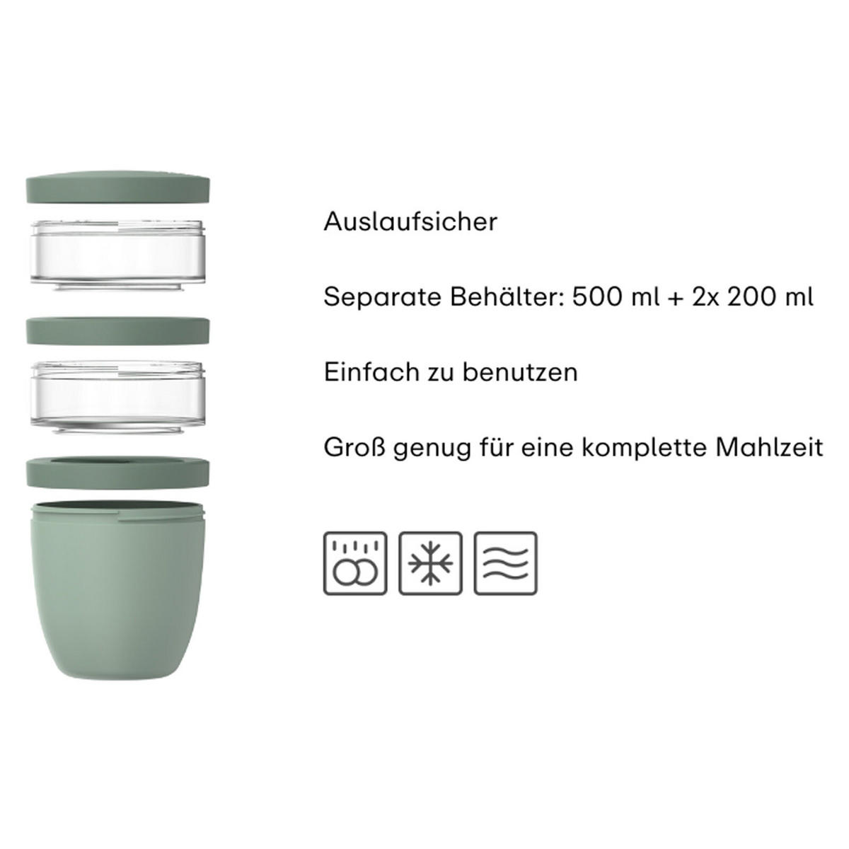 LUNCHPOT Ellipse Vivid Mauve 500 ml + 2x 200 ml - Altrosa, Kunststoff (10.7/20/10.7cm) - Mepal