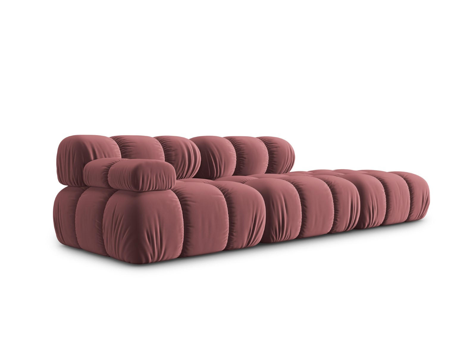 MODULARES-SOFA rechts Bellis aus Samt rosa 4 Sitzplätze - Pink, Textil (94/63/282cm) - Micadoni