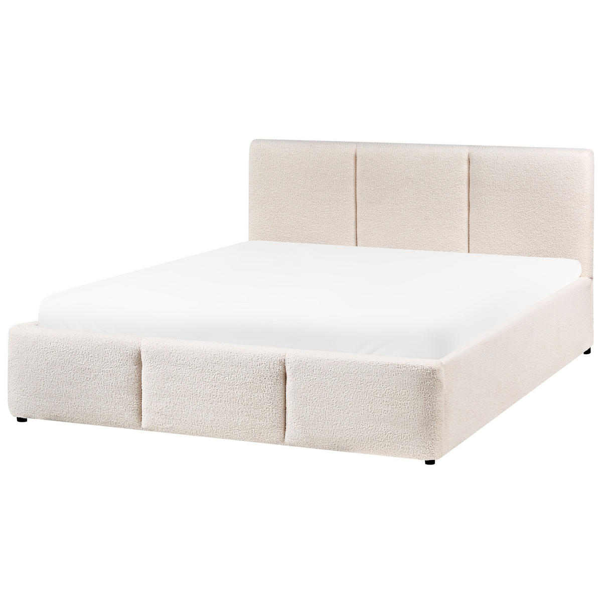 BETT mit Stauraum 140/200 cm Bouclé Cremeweiß Bousse - Creme, Textil (140/200cm) - Beliani