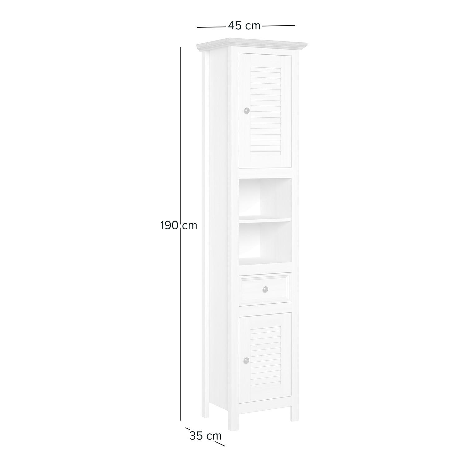 MASSIVER HOCHSCHRANK - Kiefer - Braun/Weiß, Holz/Metall (45/190/35cm) - home24