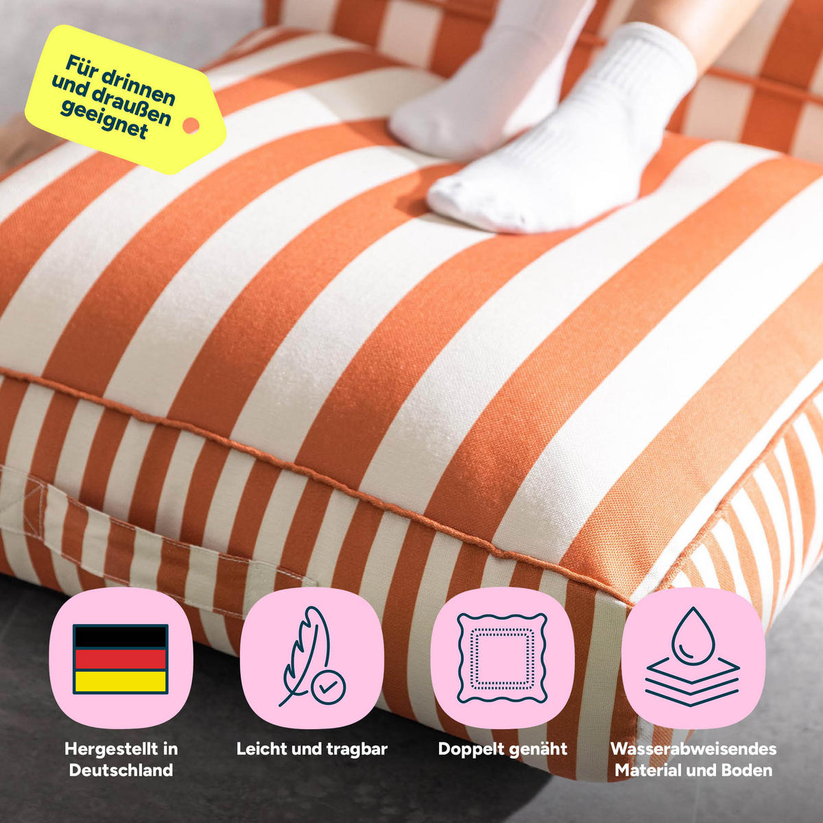 BODENKISSEN mit Sitzsackfüllung Solus - Orange, Textil (72/22/72cm) - icon