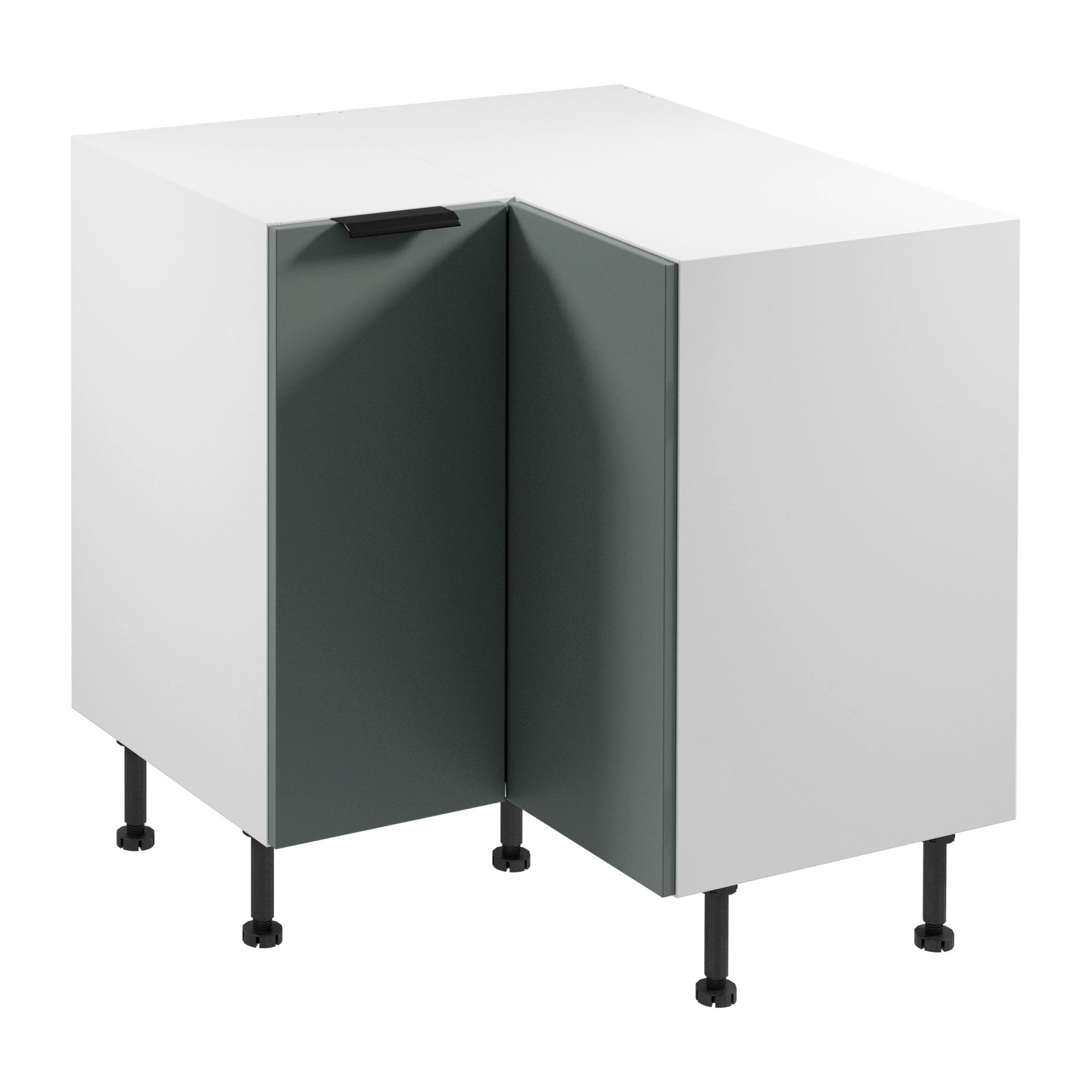 ECKUNTERSCHRANK D90N – Sorento Weiß Grün – L-Form, Ecke voll nutzbar – Weiß / Grün - Weiß/Grün, Holzwerkstoff (84/87/84cm) - ROYAL24_MARKT