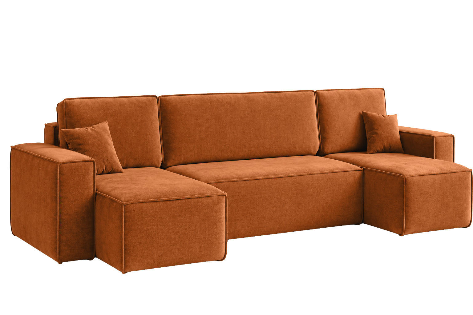 ECKSOFA U-Form Mit Schlaffunktion Und Bettkasten, Veloursstoff Bluvel, Zimtfarbe, BEST U - Kupferfarben, Holz (312/142cm) - Kaiser Möbel