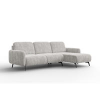 ECKSOFA FEBE 4-Sitzer RECHTS, hellgrauer Chenille-Stoff - Hellgrau/Schwarz, Holz/Textil (264/157cm) - Wozimo
